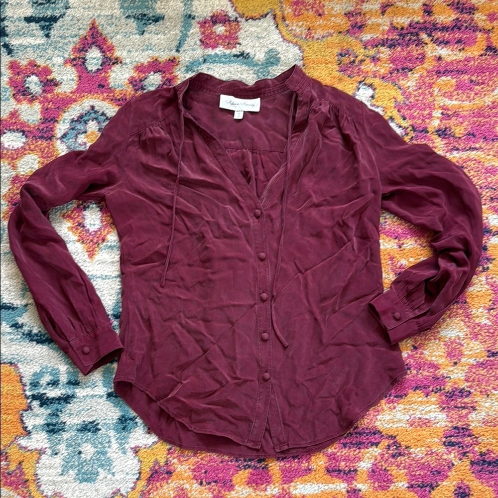 Fifteen Twenty Red 3/4 Sleeve Button Down Shirt